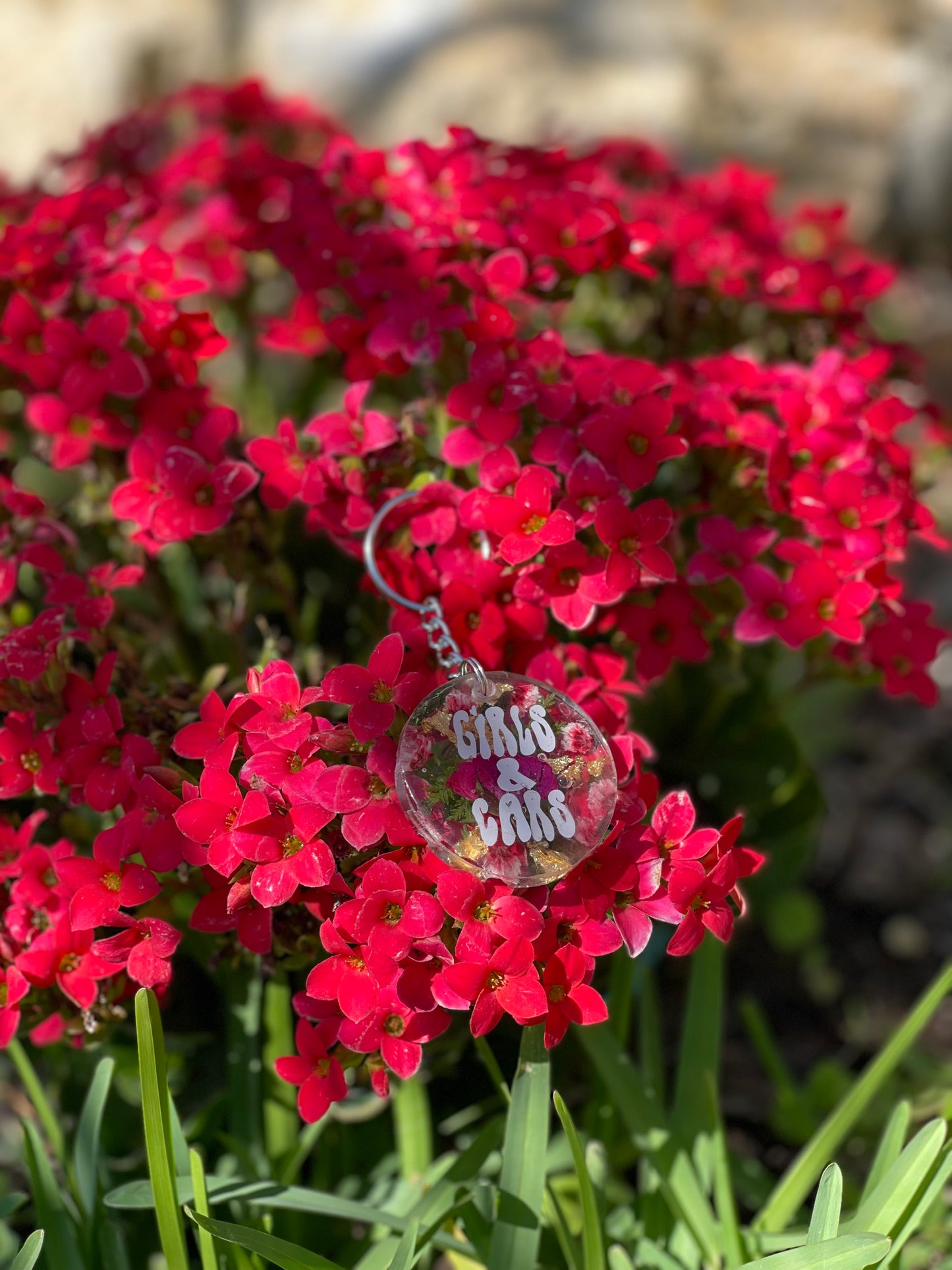 Floral Fuel Circle Keychains