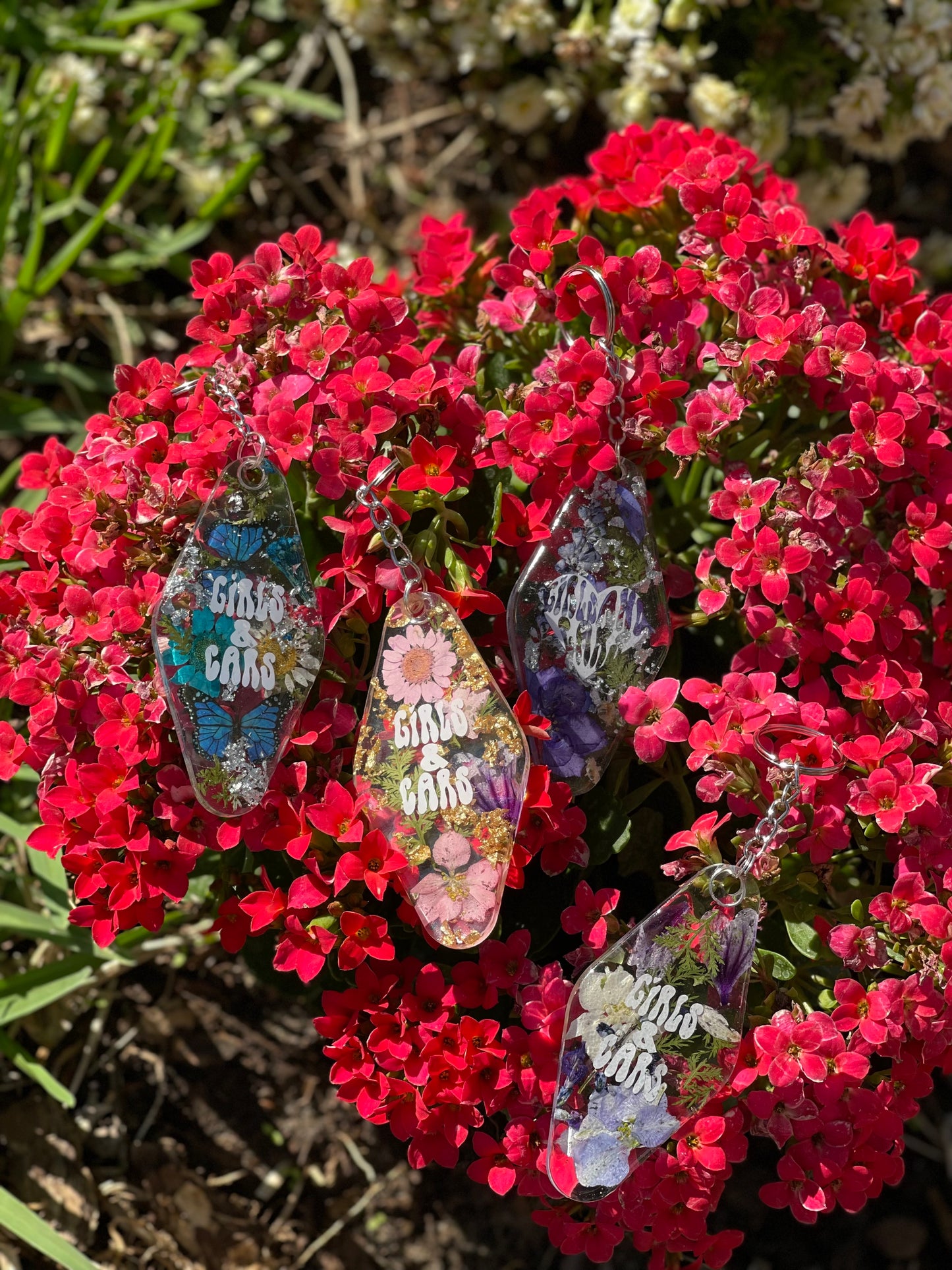 Floral Fuel Hotel Tag Keychains